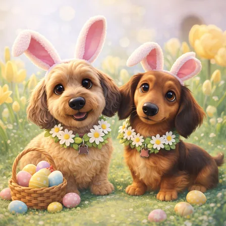 AI cartoon of Louie and Ruby